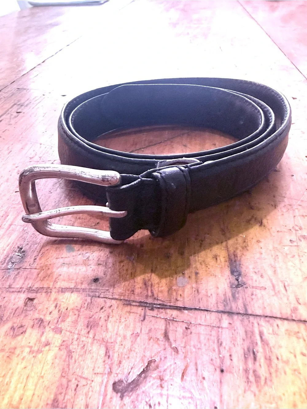 Fossil Classic Brody Black Leather Belt with Silver Buckle